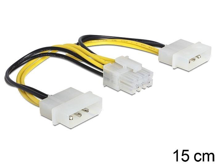 DeLOCK 83410 Internal Power Cable 0.15 M (Delock Atx Stromadapter 2X 5.25 -> 8-Pin [Eps])