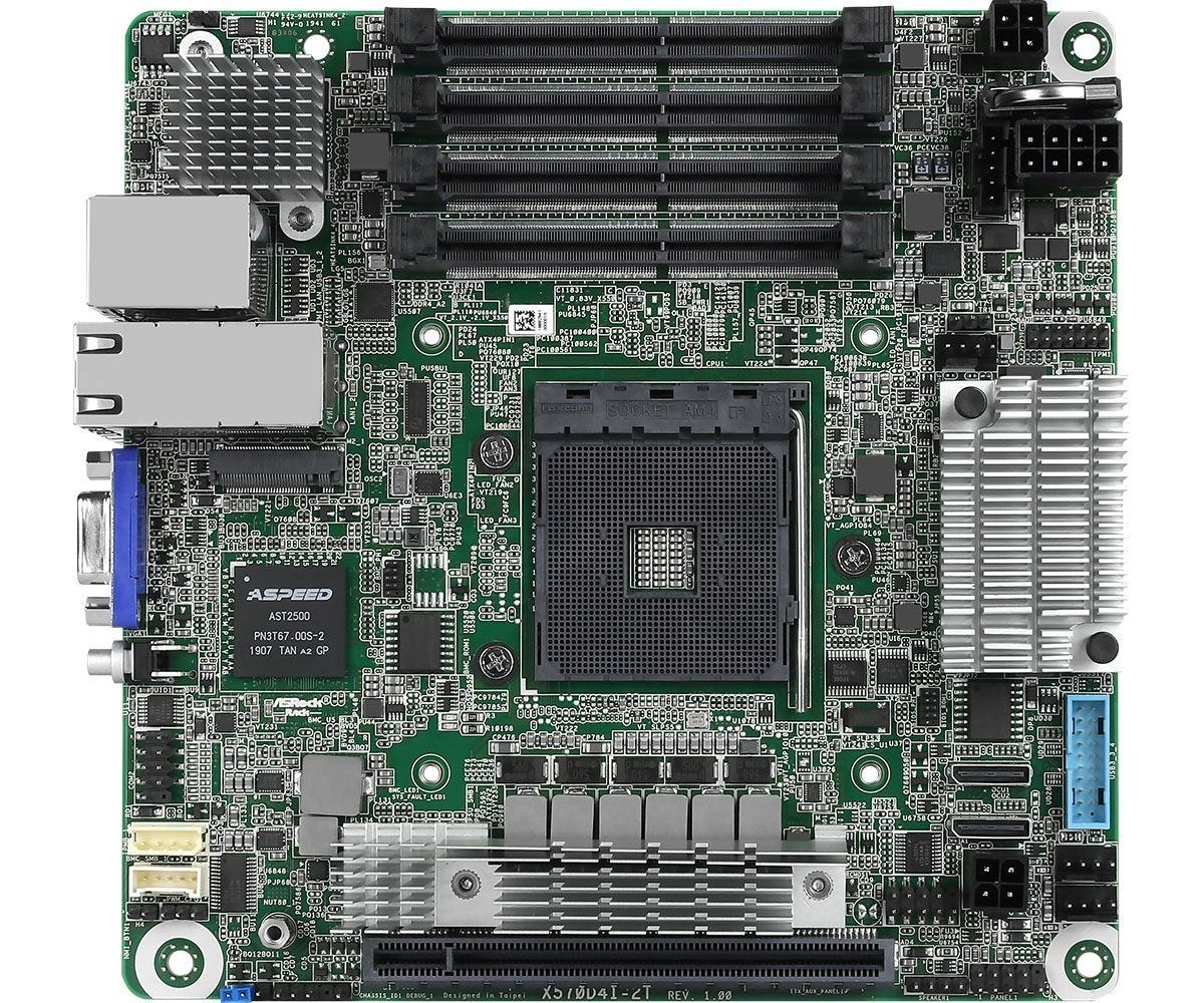 Asrock X570d4i-2T Motherboard Amd X570 Socket Am4 Mini Itx (Asrock Rack X570d4i-2T Amd Ryzen 3RD Gen 105W mini-ITX)