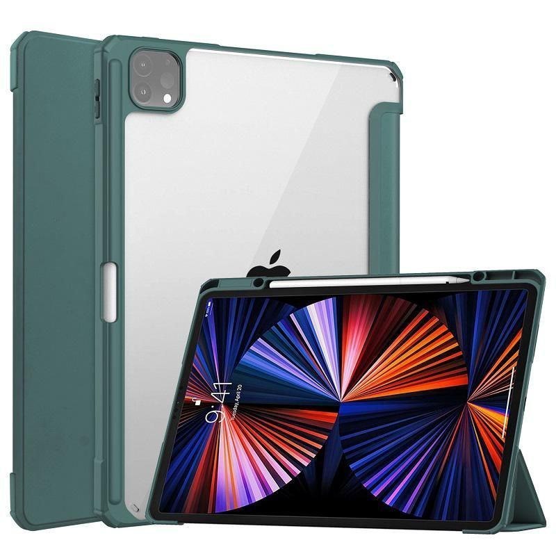 CoreParts Tabx-Ippro12.9-Cover21 Tablet Case 32.8 CM [12.9] Folio Green (Cover For iPad Pro 12.9 2021 - For iPad Pro 12.9-Inch 5TH - Gen [2021] Tri-Fold Transparent Tpu Cover Built-In S Pen Holder Wit