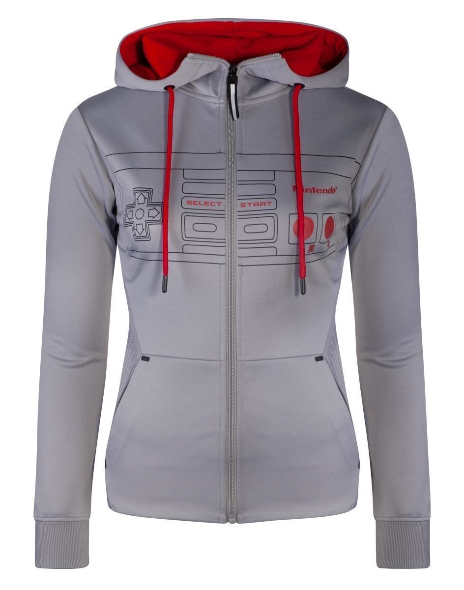 Nintendo HD008013NTN-S Sweatshirt/Hoodie (Nintendo Nes Controller Front Outline Zipper Full Length Hoodie Female Small Grey [HD008013NTN-S])