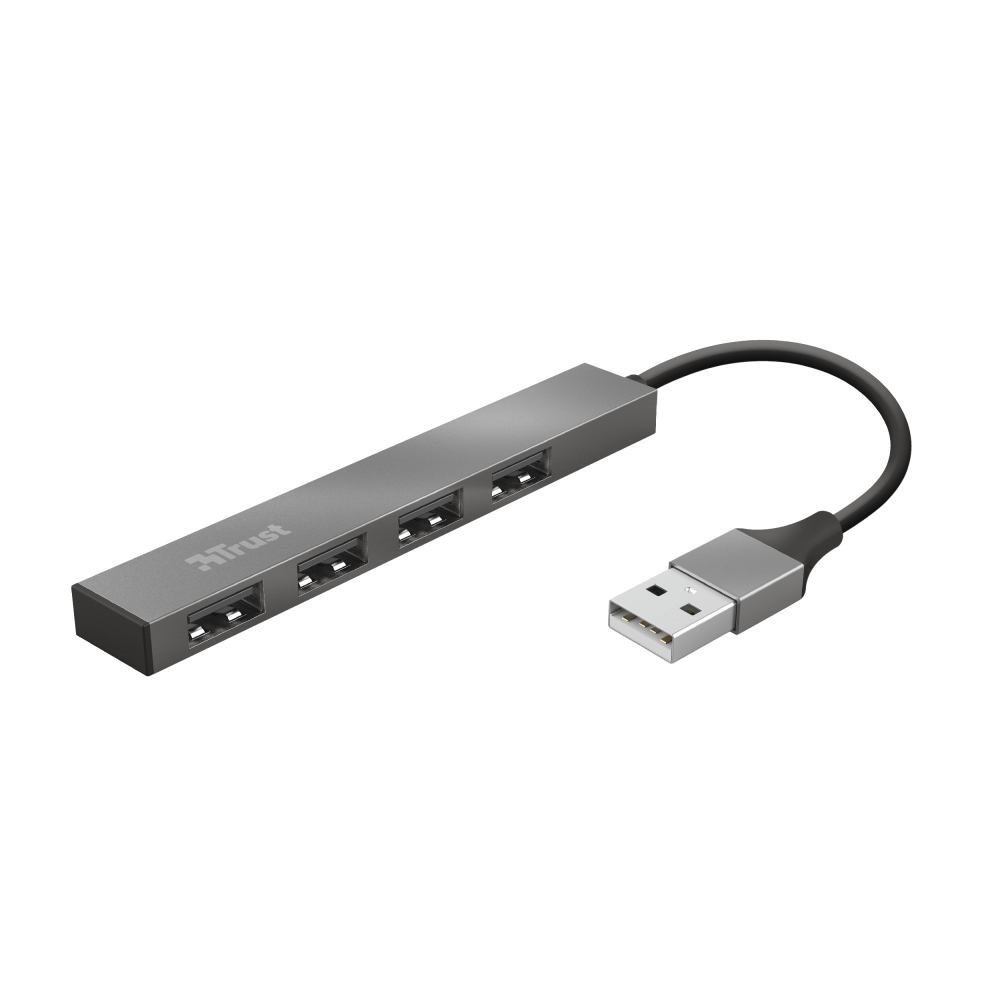 Trust Halyx Usb 2.0 480 Mbit/S Aluminium (Halyx 4-Port Mini Usb Hub)