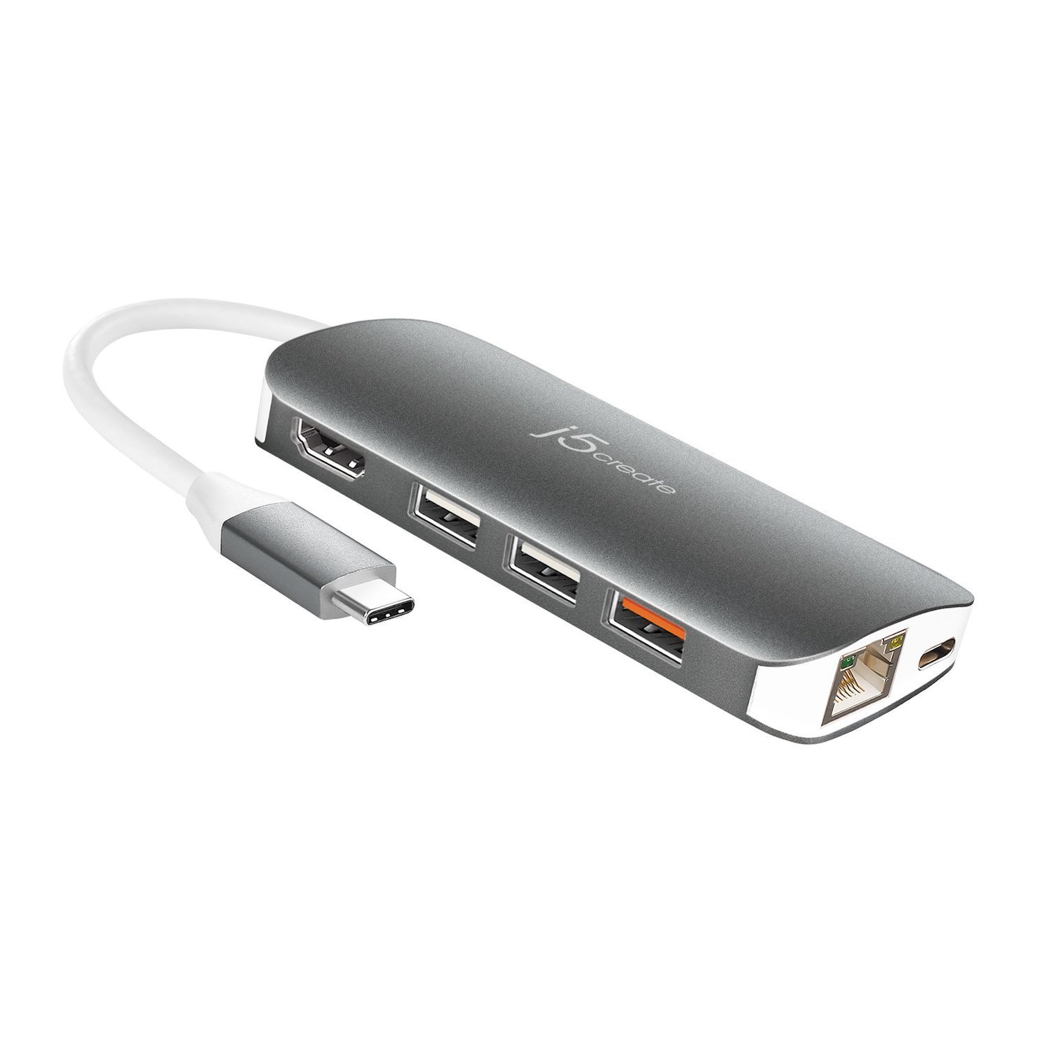 J5create JCD383 Usb-C™ 9-In-1 Multi Adapter Silver And White (Usb-C Multi Adapter [9 Function - In 1])