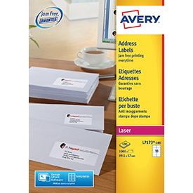 Avery L7173-100 Address Labels 100 Sheets - 10 Labels Per Sheet