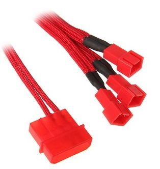 BitFenix Bfa-Msc-M33f5vrr-Rp Internal Power Cable 0.2 M (BitFenix Alchemy Molex To 3X 3-Pin 5V Adapter 20CM - Sleeved Red/Red)