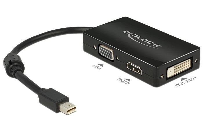 DeLOCK 0.16M DisplayPort/VGA + Hdmi + Dvi Mini DisplayPort Vga [D-Sub]+ Hdmi + Dvi Black (Delock Adapter Mini-DisplayPort Auf Vga/Hdmi/Dvi Passiv Black)