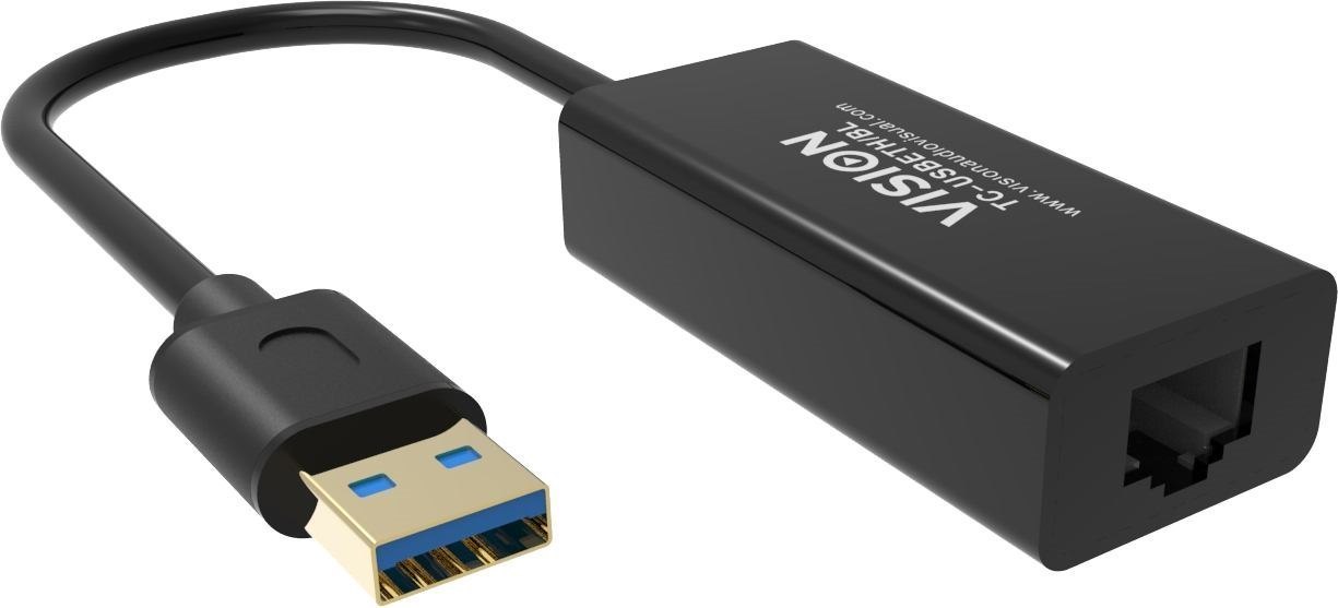 Vision Tc-Usbeth/Bl Network Card Ethernet (Vision Professional Installation-Grade Usb-A To RJ45 Ethernet Network Adapter - Lifetime Warranty - 100/1000 MBPS - Fast Ethernet Mac - Supports Suspend/Resu