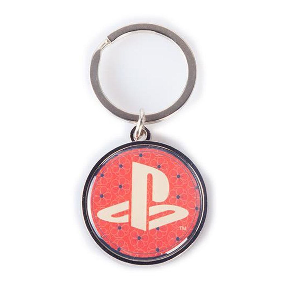 Sony Playstation Biker Logo Metal Keychain Unisex Red/Black [Ke330552sny]