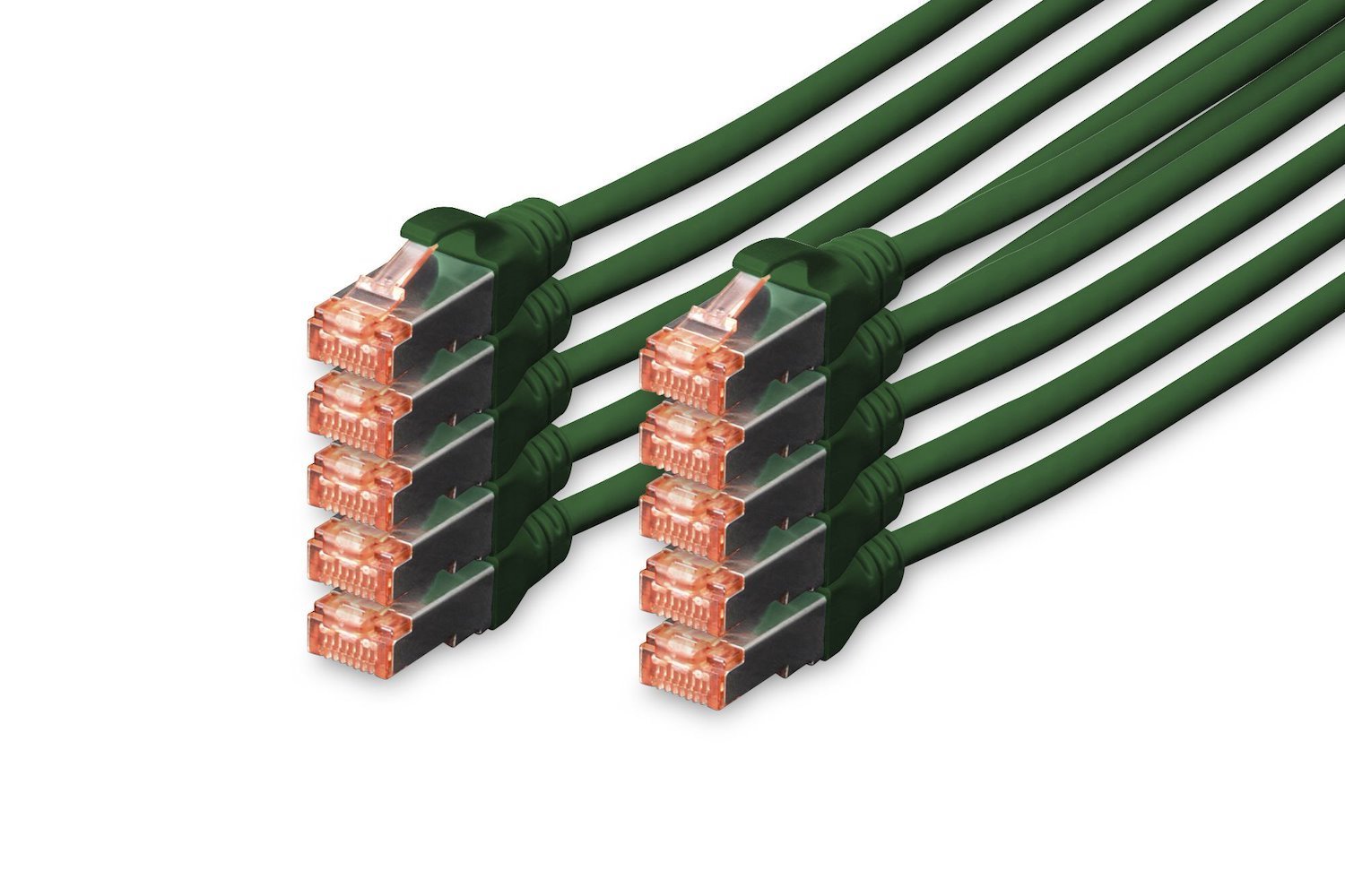 Digitus Cat 6 S/FTP Patch Cord 10 Units (Cat 6 S-FTP Patch Cord Cu - LSZH Awg 27/7 Length 1 M 10 - Pieces Color Green ST GRN - Warranty: 24M)