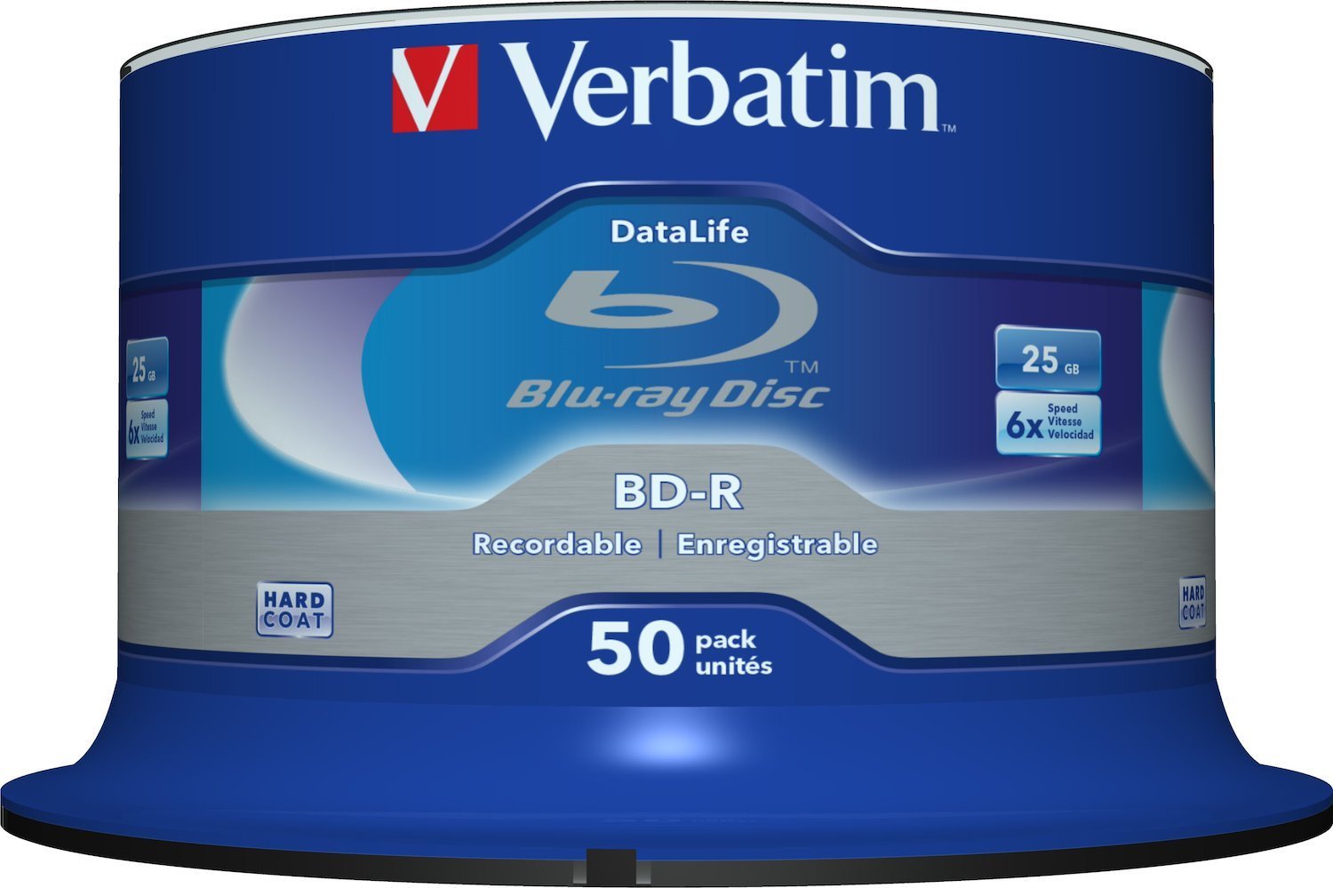 Verbatim DataLife Blu-ray Recordable Media - BD-R - 6x - 25 GB - 50 Pack Spindle