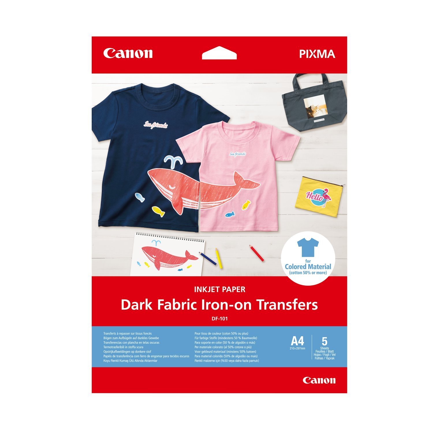 Canon DF-101 Dark Fabric Iron-On Transfers A4 5 Sheets (Canon DF-101 Dark Iron On Transfers A4 5 Sheets - Df101a4)