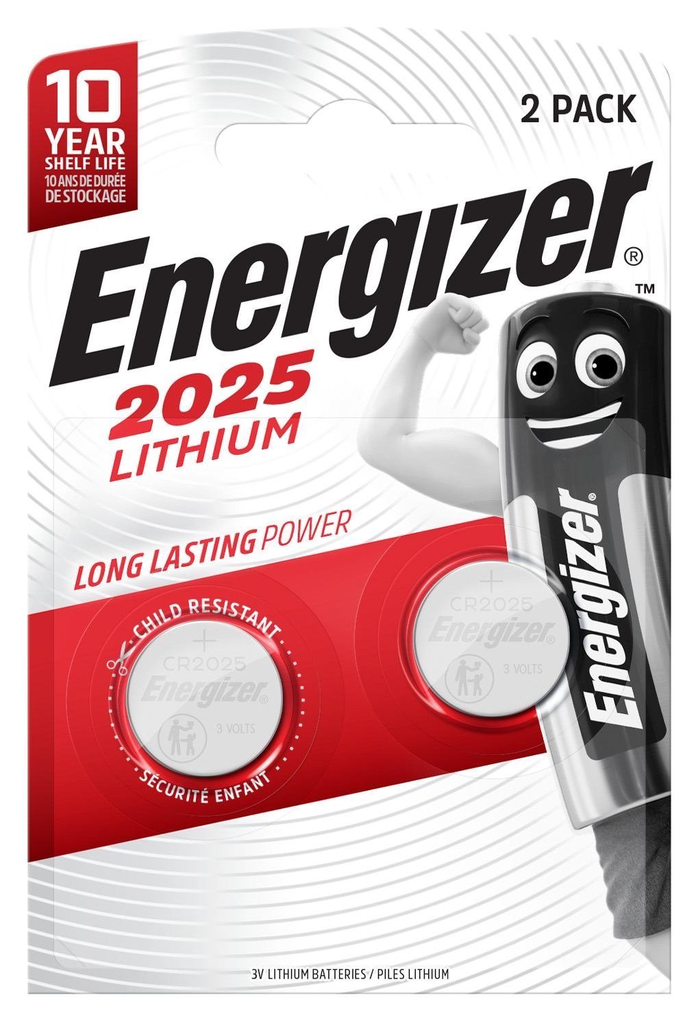 Energizer 638708 Household Battery Single-Use Battery CR2025 Lithium (Lithium CR2025 2PK - 638708 Single-Use Battery - CR2025 Lithium 3 V 2 PC[S] 170 mAh - Warranty: 12M)