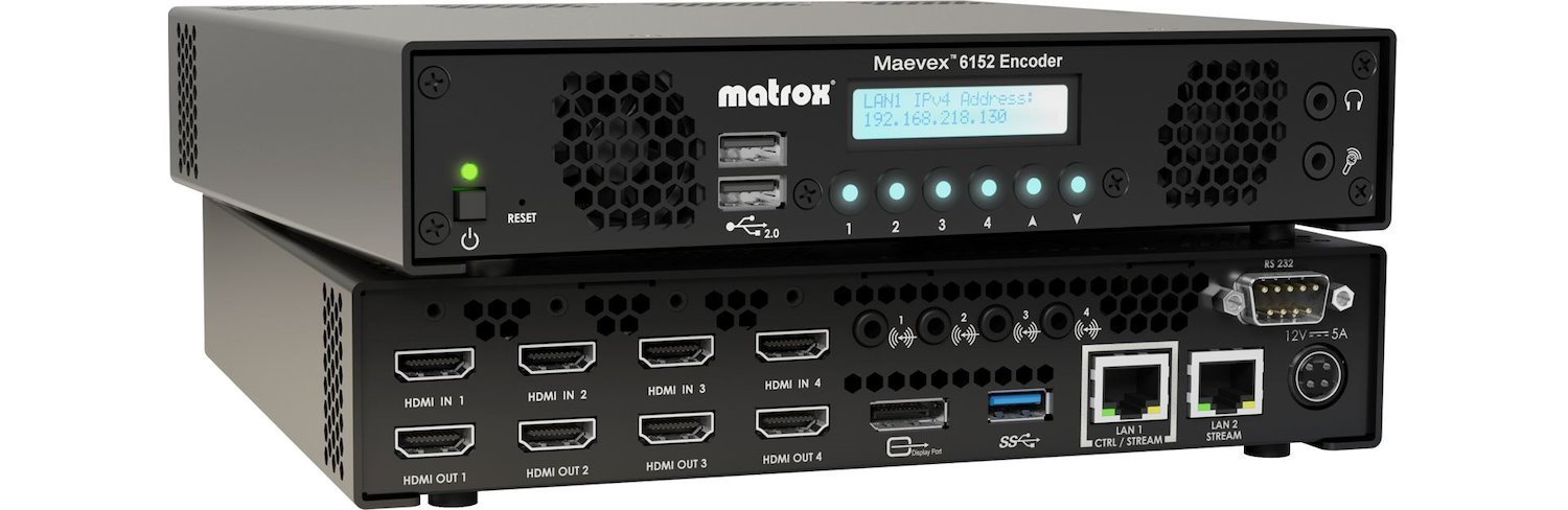 Matrox Maevex 6152 Quad 4K Enterprise Encoder Appliance / Mvx-E6152-42 (Maevex 6152 Quad 4K Encoder - Warranty: 24M)