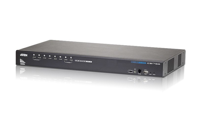 Aten Desktop KVM Switch 8 Port Single Display Hdmi W/ Audio, 2X Custom KVM Cables Included, Cascadable Up To 512 Computers Via 3 Levels, Multi Display