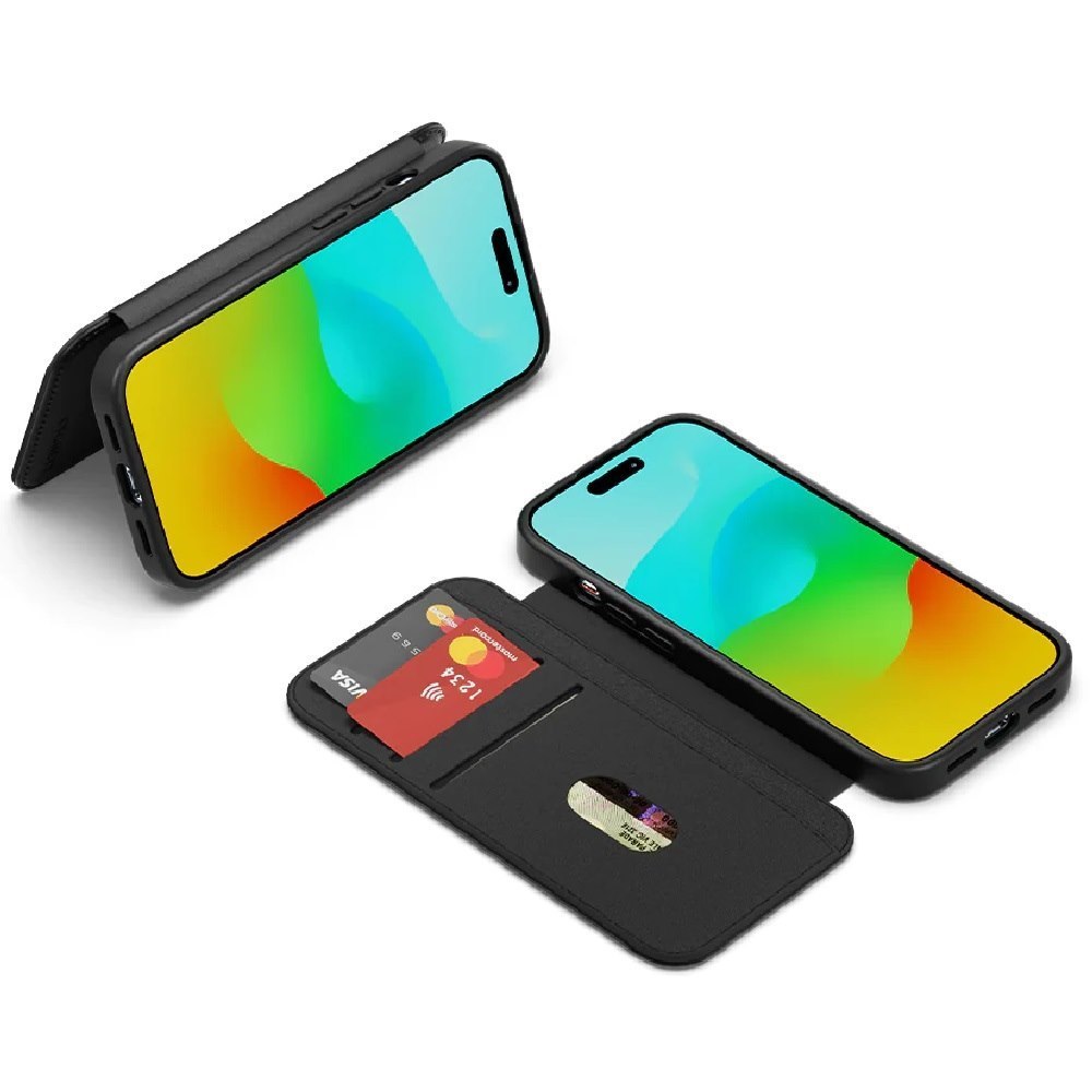 Cygnett MagWallet Apple iPhone 15 Leather Wallet Case - Black (Cy4594magwt), 360° Protection, Multi-Angle, 3X Card Slots, MagSafe, 4FT Drop Protection
