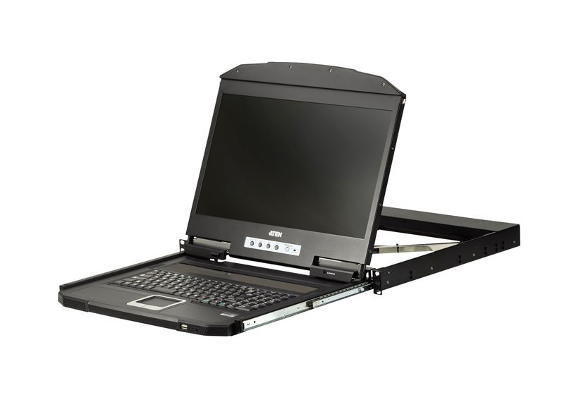 Aten Rackmount Single Rail LCD Console Vga Usb W/ 18.5' LCD Display, 1X Custom KVM Cable Included, 1366X768@60HZ Display, Led Illumination