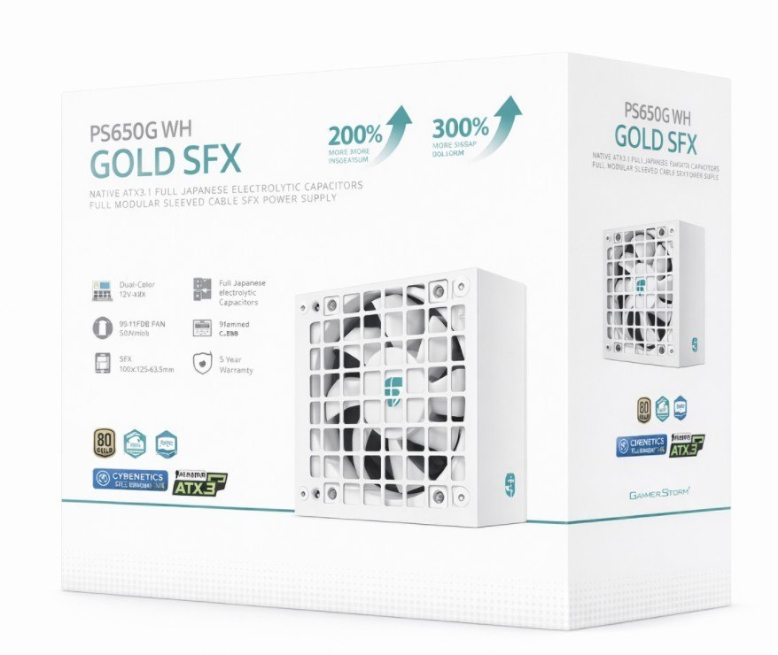 DeepCool PS650G WH 650W Gamer Storm SFX ,Full Japanese Electrolytic Capacitors, Cybenetics Platinum /PPLP Gold, Fluid Dynamic Bearing