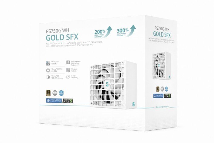 DeepCool PS750G WH 750W Gamer Storm SFX ,Full Japanese Electrolytic Capacitors, Cybenetics Platinum /PPLP Gold, Fluid Dynamic Bearing