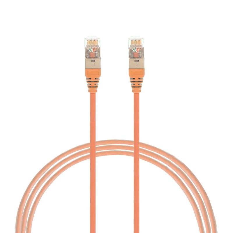 4Cabling 0.25M Cat 6A RJ45 S/FTP Thin LSZH 30 Awg Network Cable. Orange