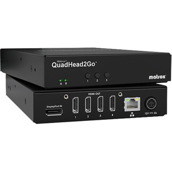 Matrox QuadHead2Go Q185 DisplayPort Multi-Monitor Controller Appliance, 1X DisplayPort 1.2, 4X Hdmi, 1X RJ45, 2 YR WTY
