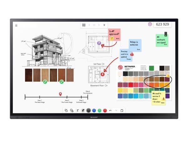 Sharp PN-LA-series Pn-La652 65" Interactive Display, 4K Uhd, 450-CD/M2 Brightness, Ips, 4-8% Haze Non-Glare, 600X400 Vesa, 24/7 3Yr Warranty