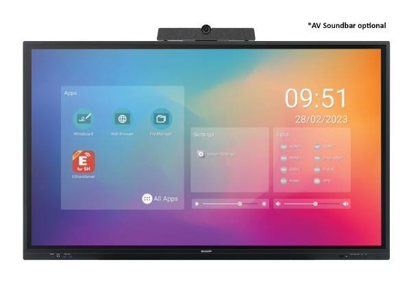 Sharp PN-series Aquos Board PN-LC752 75" Interactive Display, 4K Uhd, 450-CD/M2 Brightness, Ips, 3-8% Haze Non-Glare, 800X400 Vesa, 16/7 3Yr Warranty