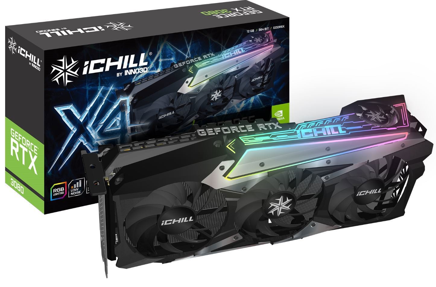 Inno3D Nvidia, RTX 3080 LHR, Ichill X4, 1755MHz, 12GB GDDR6, 3xDP, 1xHDMI, Atx, 4xFans, 3 Years Warranty