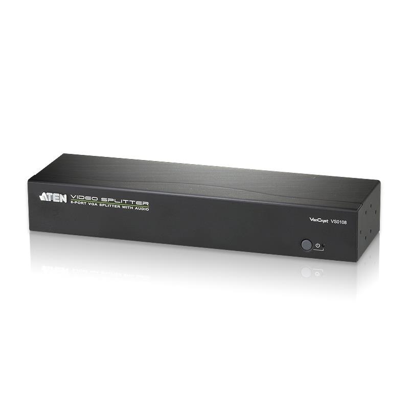 VanCryst Aten VS0108 8-Port Vga Splitter With Audio, Up To 1920X1440, 450MHz Video Bandwidth