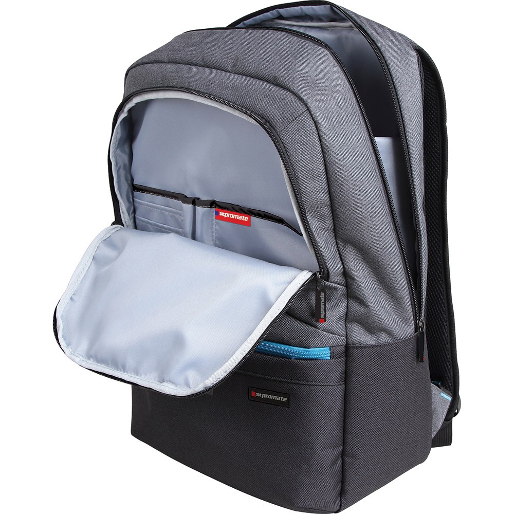 Promate 'Ascend' Accented 15.6" Laptop Backpack w/Multiple Pockets - Grey