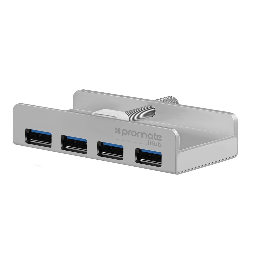 Promate 'iHUB' Aluminium Mountable 4-Port Usb 3.0 Hub For iMac/LCD Displays. Plug /Play Support