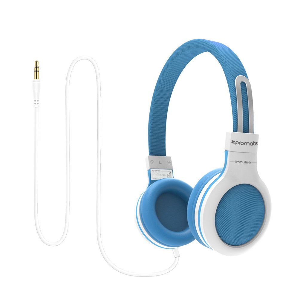 Promate 'Impulse' Kids Safe Universal On Ear Wired Headset-Blue