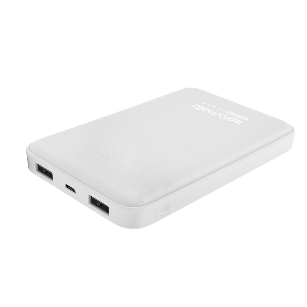 Promate 'volTag-10' 10,000mAh Li-Polymer Powerbank, Ultra-Fast Charging, Lightweight - White