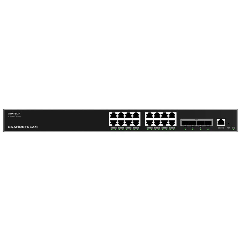 Grandstream GWN7812P Enterprise Layer 3 Managed PoE Network Switch With 16 X GigE And 4 X SFP+