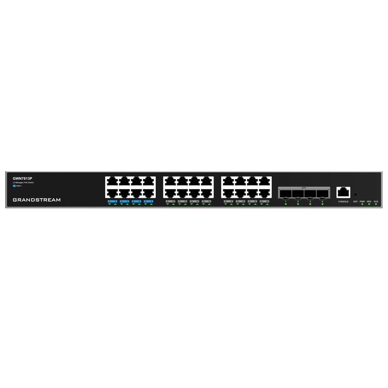 Grandstream GWN7813P Enterprise Layer 3 Managed PoE++ Network Switch With 24 X GigE And 4 X SFP+