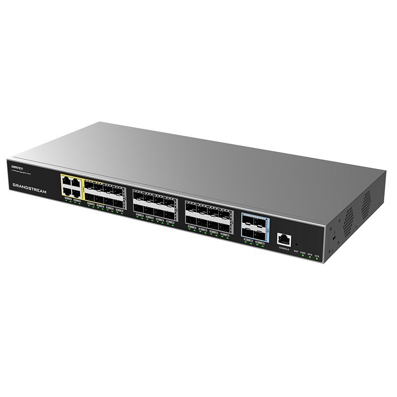 Grandstream Enterprise Layer 3 Managed Aggregation Switch, 20 X SFP, 4 X SFP/GigE Combo, 4 X SFP+, Redundant Psu Support