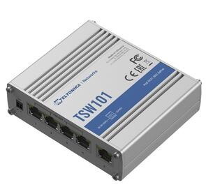 Teltonika TSW101 4+1 Port Gigabit Unmanaged DC PoE Switch For Solar And Automotive Applications