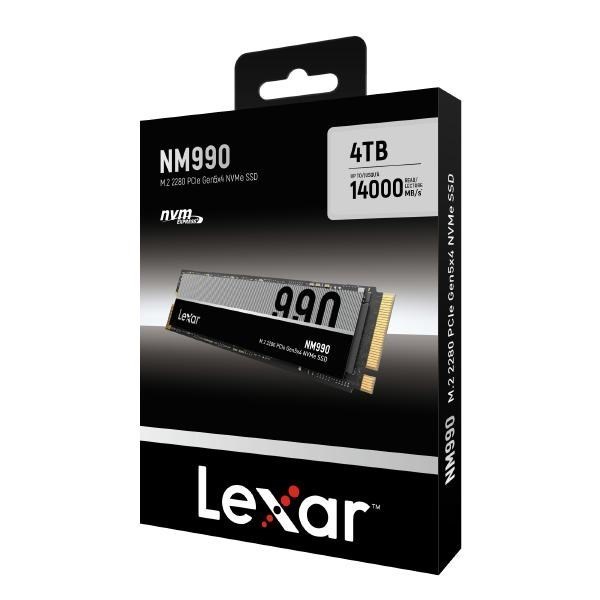 Lexar 4TB NM990 M.2 2280 PCIe Gen 5X4 NVMe SSD Up To 14500MB/s Read, 11000MB/s Write, Five-Year Limited Warranty