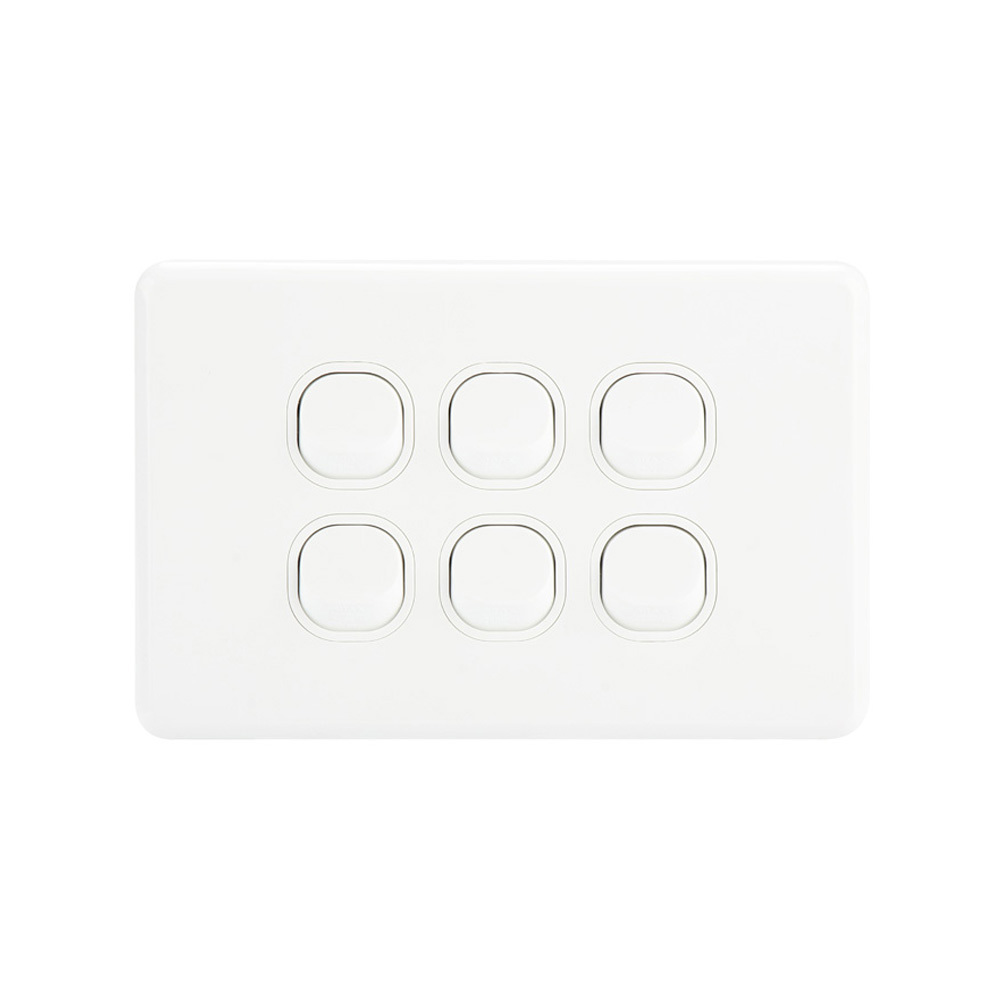 4Cabling 4C | Classic 6 Gang Switch 250V 16Ax - Horizontal