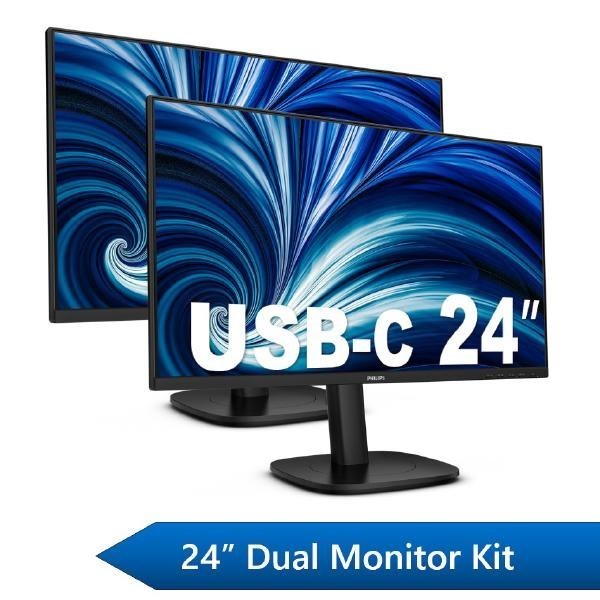 Philips 24" Business Dual Monitor Docking Kit, 1X 24" FHD Business Monitors &Amp; 1X 24" FHD Usb-C Docking Business Monitor