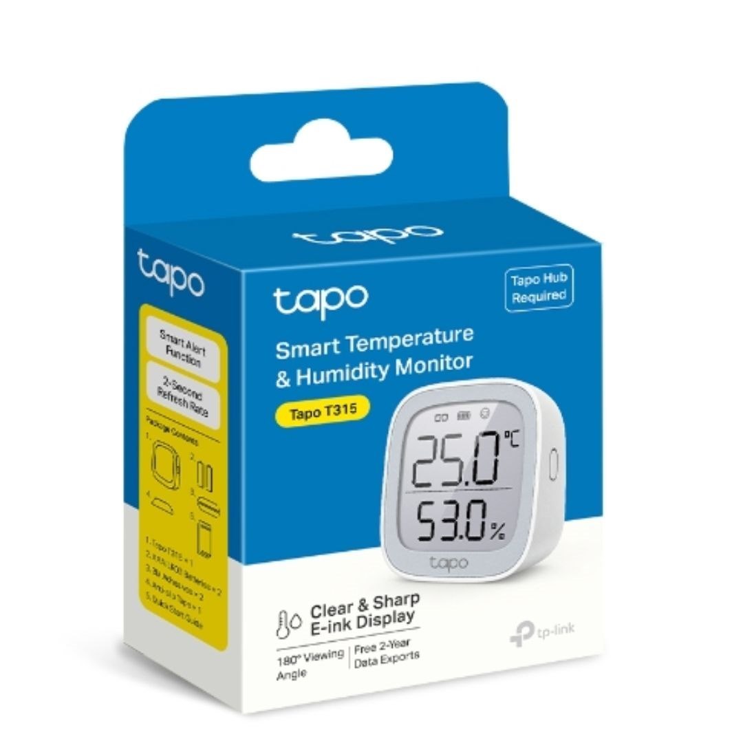 Tp-Link Tapo Smart Temperature & Humidity Monitor, E-Ink Display, 1YR