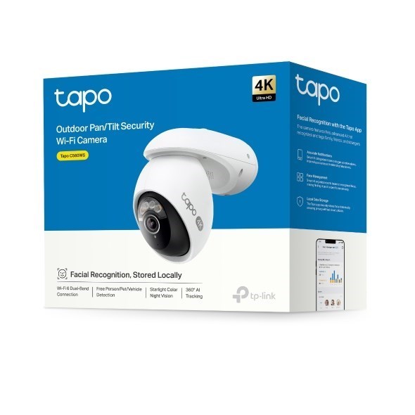 Tp-Link Tapo TC46 Outdoor Pan/Tilt Security Wifi Camera, 4K, Night Vision, Ip66, 2YR