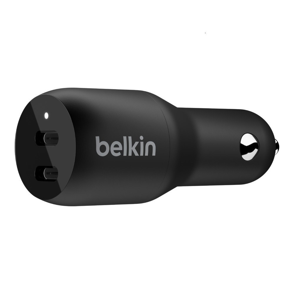 Belkin BoostCharge 36W Dual Usb-C Car Charger - Black (CCB002btBK), 2xUSB-C (18W), Safe & Optimized, Apple iPhone, Cew $2,500, 2 Years Warranty