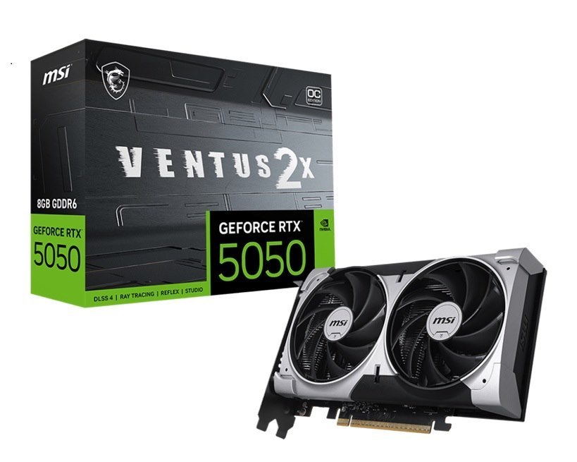 Msi nVidia GeForce RTX 5050 8G Ventus 2X Oc, Boost: 2560 MHz, Cuda 2560 Units, 8GB GDDR6, Hdmi™ X 1 (Embargo)