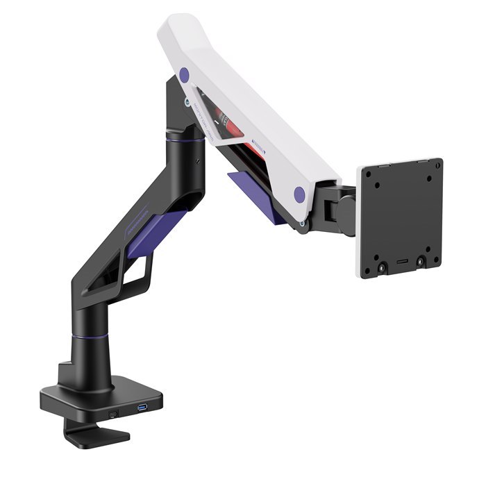 Brateck Ldt95-C012uc Atlas Neo Gaming Monitor Arm With Usb-A & Usb-C Ports For Most 24'~57' Monitors, Fit Curved Monitor, Matte Black & White (New)