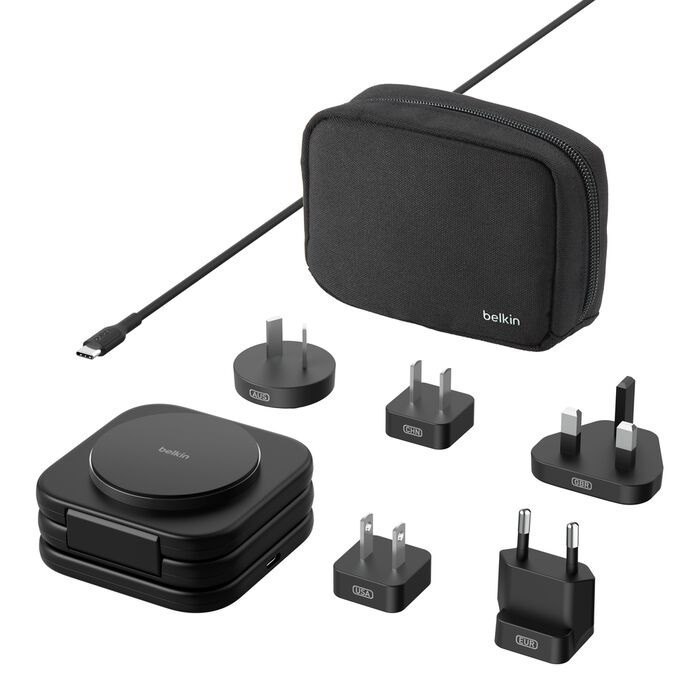 Belkin BoostCharge Pro Convertible 3-In-1 Magnetic Wireless Charging Travel Pad With Qi2 15W - Black (WIZ024fqBK), 36W Psu, Cew $2500,2 Years Warranty