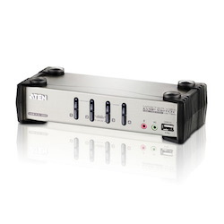 Aten 4 Port Usb 2.0 Vga KVMP Switch With Osd. Support Audio, Video DynaSync, Mouse Emulation, Keyboard Emulation