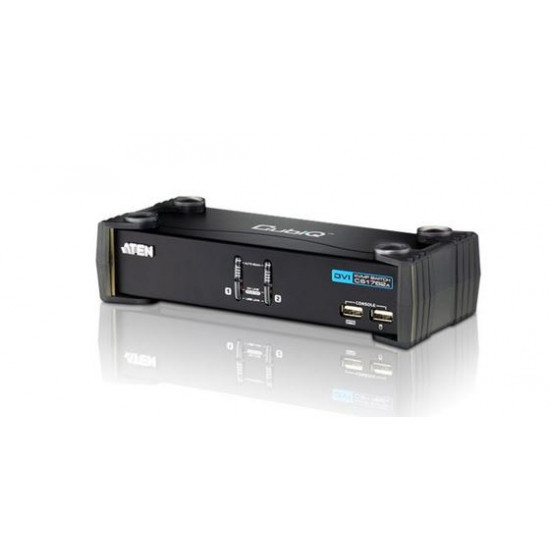 Aten 2 Port Usb 2.0 Dvi KVMP Switch. Support HDCP, Video DynaSync, Single Link, Audio, Mouse Emulation, Keyboard Emulation