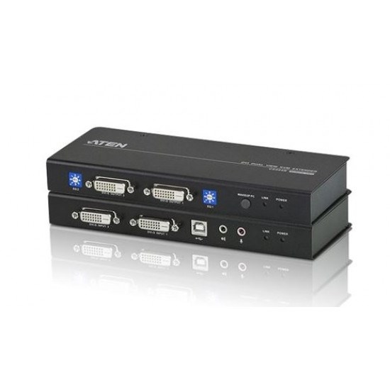 Aten Usb Dual Dvi Cat 5 KVM Extender (1024 X 768@60M); 1920X1200 @ 60Hz (30 M), RS-232, Audio