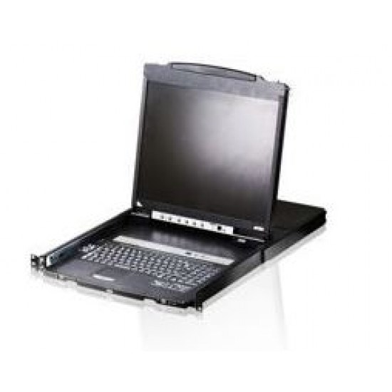 Aten Single Rail 8-Port Ps/2-Usb Vga 17" LCD KVM Switch With Daisy-Chain Port And Usb Peripheral Support
