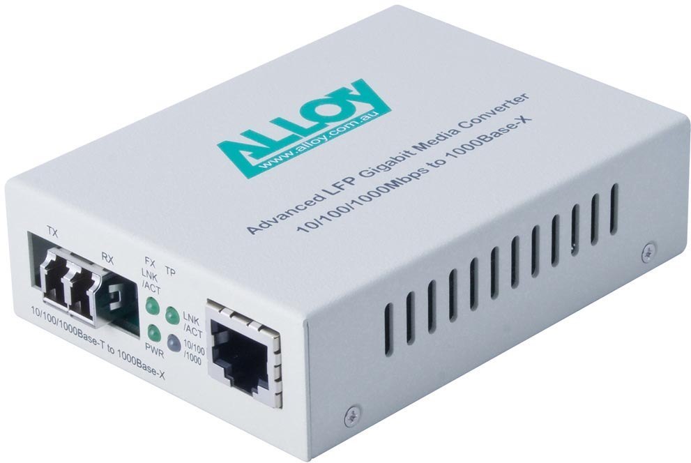 Alloy Gigabit Standalone/Rackmount Media Converter 1000Base-T (RJ-45) To 1000Base-SX (LC), 550M