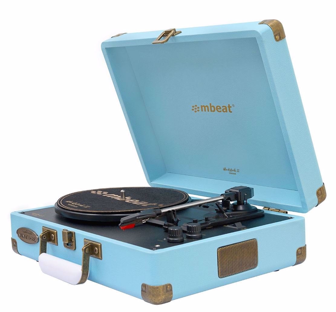 Mbeat® Woodstock 2 SKY Blue Retro Turntable Player